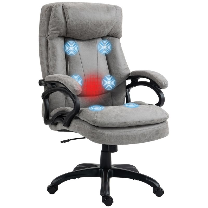 HOMCOM Vibration Massage Office Chair with Heat, Adjustable Height, High Back, Microfibre Comfy Computer Desk Chair, 1 of 7