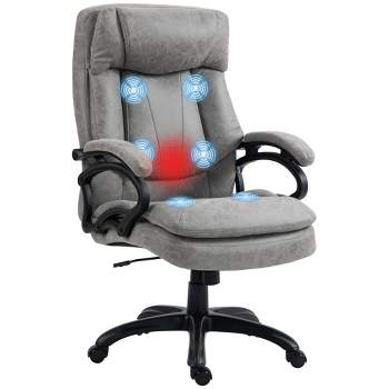HOMCOM Vibration Massage Office Chair with Heat, Adjustable Height, High Back, Microfibre Comfy Computer Desk Chair