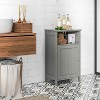 Dcolora Bathroom Storage Cabinet, Freestanding Wooden Single Door Side Floor Organizer with Adjustable Shelf - 2 of 4