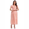 Women Summer Bohemian Floral Casual Wrap Midi Sun Dress - 4 of 4