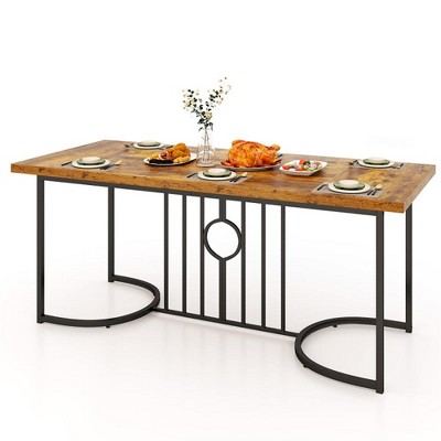 Resenkos Kitchen Table, Dining Table,71 Inch Large Dining Table for 6-8 People Rectangular Wood Kitchen Table-Rustic Brown