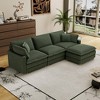 Corduroy Deep Seat Modular L-Shaped Sectional Sofa with 4 Pillows and Removable Ottoman for Living Room, Bedroom, or Apartment - 2 of 4