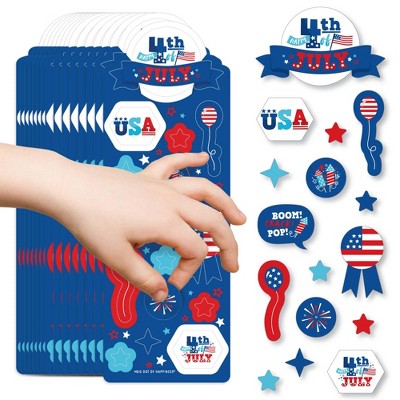 Big Dot of Happiness Firecracker 4th of July - Red, White and Royal Blue Party Favor Kids Stickers - 16 Sheets - 256 Stickers