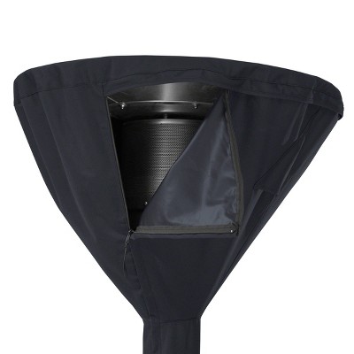 Black Water-Resistant Stand-Up Patio Heater Cover with Zippered Access