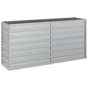 vidaXL Galvanized Steel Raised Garden Bed Planter Box - 63"x15.7"x30.3" - Weather-Resistant Silver Outdoor Planting Pot - 1 of 4