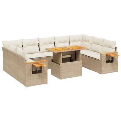 vidaXL 11 Piece Patio Sofa Set with Cushions Black Poly Rattan