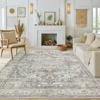 Lahome Boho Traditinal Area Rug for Bedroom Soft Non Slip Washable Living Dining Room Mat Indoor Office Carpet for Kitchen Nursery Bedroom