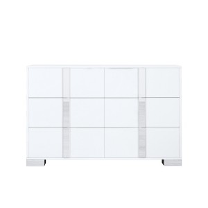 TiramisuBest Elegant Modern Dresser with Metal Feet:Mirrored 6-Drawer Storage Cabinet for Bedroom & Living Room, White - 1 of 4