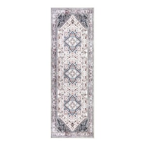Washable Vintage Oriental Rug Non Slip Low Pile Rug Soft Throw Floor Cover Retro Medallion Indoor Carpet for Living Room Bedroom - 1 of 4