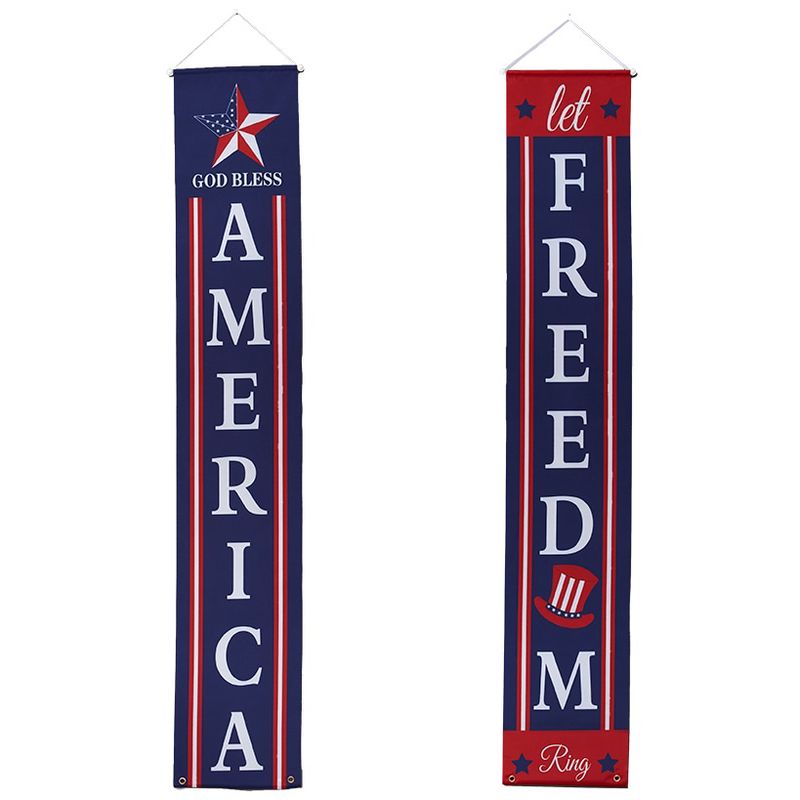 The Lakeside Collection American Door Banners - Red, White, Blue Independence Day Freedom Banners - Set of 2, 1 of 4