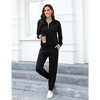 Womens Half Zip Front Sweatshirt Pullover Tracksuit Sets Solid Jogger Pants Sets - 2 of 4