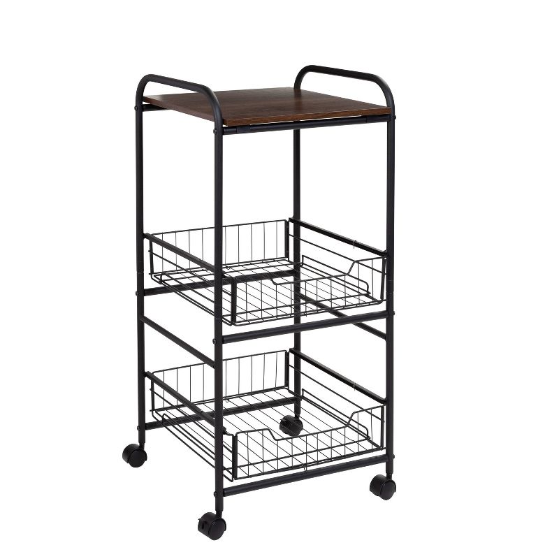 Honey-Can-Do 3 Tier Slim Rolling Cart with Pull Out Baskets, 1 of 12