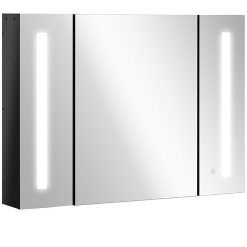 kleankin LED Light Medicine Cabinet with Mirror Door, Wall-Mounted