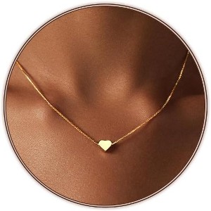 Gold Silver Plated Heart Choker Necklace Dainty Love Jewelry Gift - 1 of 4