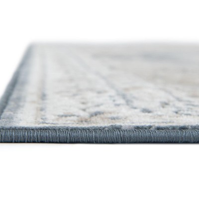 Beige & Light Blue Easy-Care Stain-Resistant Synthetic Area Rug, 6' x 9'
