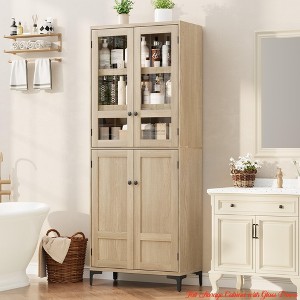 Dining Room 63 in Tall Storage Cabinet, Kitchen Pantry Cabinet 5 Tier Bathroom Cabinet w/ 4 Doors Adjustable Shelves - 1 of 4