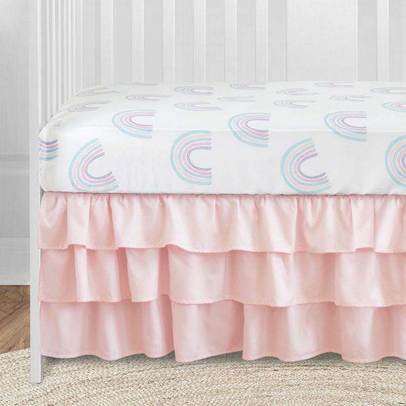 Sweet Jojo Designs Girl Baby Crib Bedding Set - Rainbow Pink and Blue 4pc, 5 of 8