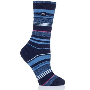 Women's WARM Multi Stripe Crew Sock | Size Women's 5-9 - Navy - 1 of 2
