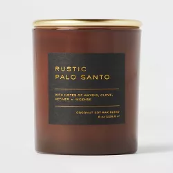8oz Lidded Glass Jar Black Label Rustic Palo Santo Candle - Threshold™