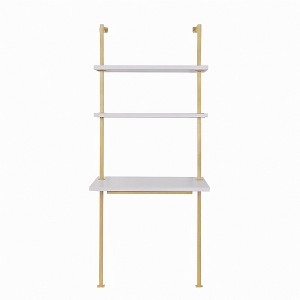 Theo Metal Wall Shelf Kids' Desk Gold/White - Nathan James: Ladder Desk for Children, Metal Frame, Particle Board Surface - 1 of 4