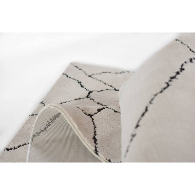 Ivory and Black Rectangular Synthetic Area Rug, 2' x 3'
