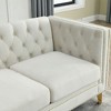 3+3 Velvet Tufted Sofa Set with Metal Legs & Nailhead Trim - 3 of 4
