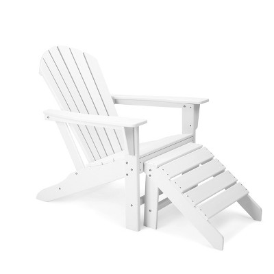 Plastic Resin Adirondack Chair with Ottoman - White - EDYO LIVING