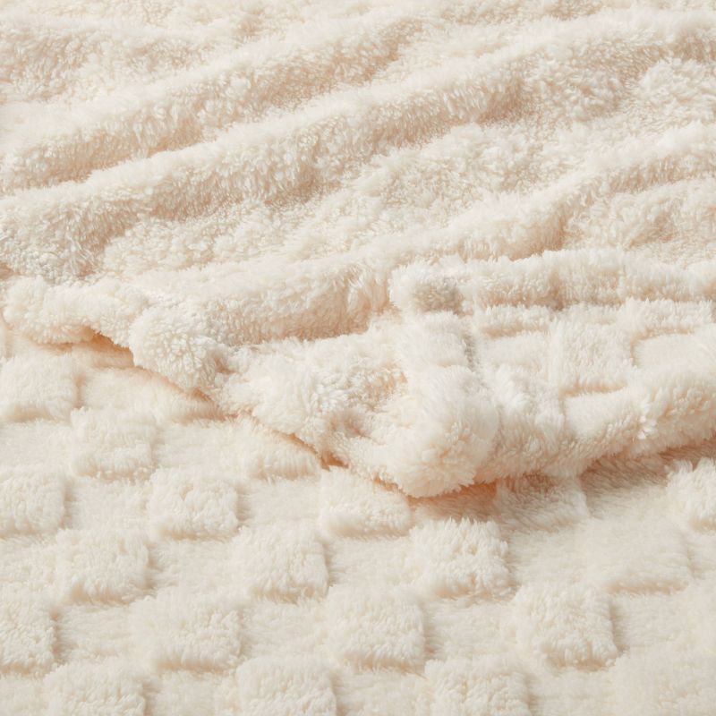 Checkered Faux Shearling Plush Blanket - Room Essentials™, 4 of 5