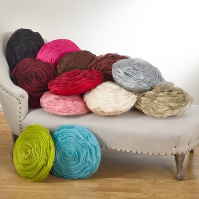 Yellow Rose Design Poly Filled Round Throw Pillow