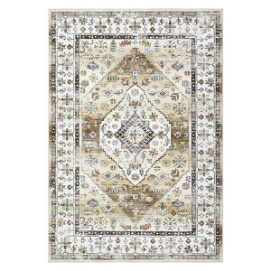 Vintage Rug, Washable, Non-Slip, Low Pile, Oriental Print, Soft and Foldable for Living Room, Dining Room, Bedroom, Office - 1 of 4