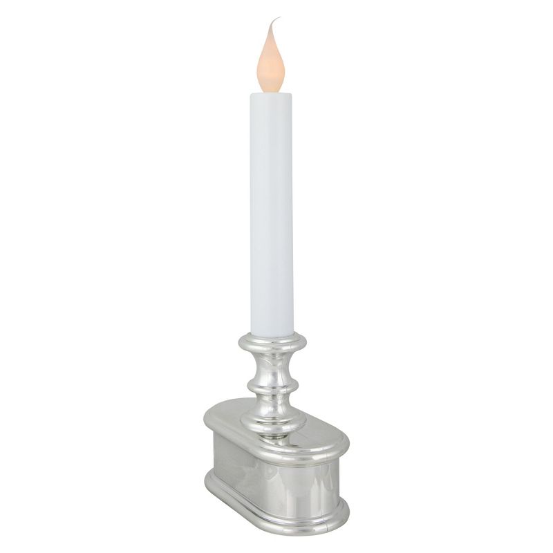 Northlight 9.25" Pre-Lit LED White and Silver Lighted Christmas Candle Lamp, 4 of 7