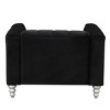 Modern Comfy Fabric Upholstered Sofa Chair,Wooden Legs Button Tufted Backrest Sofa,Padded Lounge Arm Chair for Living Room,Bedroom-Coolbibila - 4 of 4