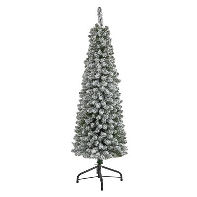 Nearly Natural 5’ Flocked Pencil Artificial Christmas Tree