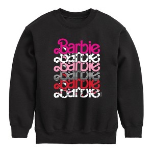 Boys' - Barbie - Stacked Barbie Vday Graphic Long Sleeve Fleece Sweatshirt - 1 of 4