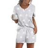 Ekouaer Womens Pajama Sets 2 Piece Soft Short Sleeve Top and Shorts Sleepwear Round Neck Pjs Lounge Set with Pockets - 3 of 4