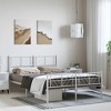 vidaXL Queen Metal Bed Frame with Headboard & Footboard, Sturdy Steel, White, No Mattress - 3 of 4