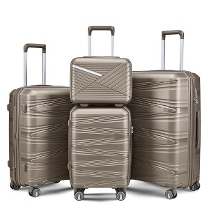 NAYSAYE Luggage Sets 4 Piece 14 20 24 28 PP Lightweight Durable Expandable Suitcase with TSA Lock Spinner Wheels Travel Set, Gray, 18.3"*10.8"*29" - 1 of 4