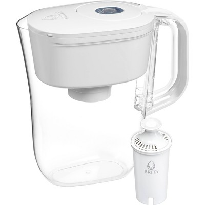 Brita Water Filter 6-Cup Denali Water Pitcher Dispenser with Standard Water Filter - White