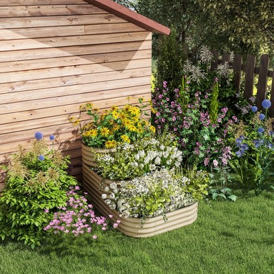 Cream White 62.25" 3-Tier Metal Raised Garden Bed Kit