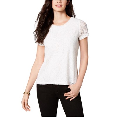 Tommy Hilfiger Womens Lace Pullover Blouse