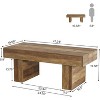 Tribesigns 47.2'' Farmhouse Coffee Table, Wood Center Table with Slat Top & Sturdy Base, Rectangle Cocktail Table for Living Room, Apartment, Brown - 4 of 4