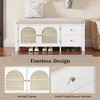 Lyngins Vintage Rattan Arched Shoe Bench with Cushion & Gold Handles, Entryway Bench with with 2 Drawers & 2 Door, Adjustable Shelves Ottoman - 4 of 4