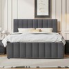 MAYEERTY Twin Size Upholstered Platform Bed, Trundle 3 Drawers Linen Fabric, Bedroom, Gray - 2 of 4
