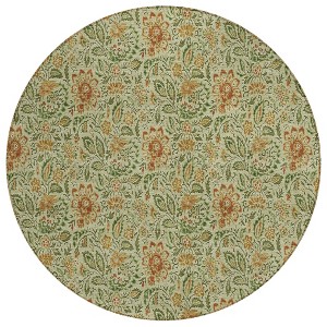 Green Copper And Sage Floral Washable Indoor Outdoor Area Rug - 1 of 4