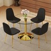 5-Piece Dining Set with Round Tempered Glass Table and 4 Armless Chairs - 2 of 4
