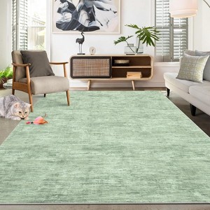Modern Abstract Washable Rug - Thin Foldable Non-Slip TPR Backing Soft Low Pile Non-Shedding Carpet for Living Room Bedroom Minimalist Floor Mat - 1 of 4