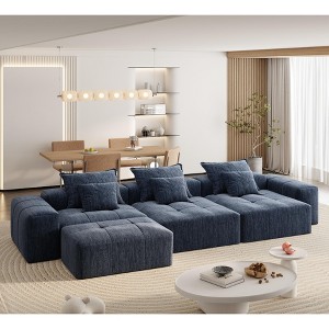 KWPZQEB Modular Sectional Sofa, Comfy Cloud Couch with Movable Ottoman & Pillows, Oversized Chenille Modular Sofa for Living Room - 1 of 4