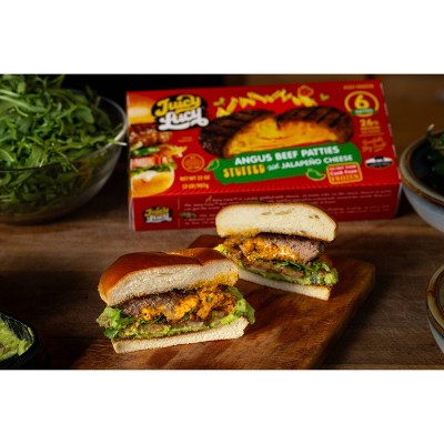 Juicy Lucy Angus Beef Patties Stuffed with Jalapeno American Cheese - Frozen - 32oz/6ct