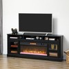 HOMCOM Fireplace TV Stand for TVs Up to 80 Inch, Entertainment Center with 36" Electric Fireplace, TV Console with Open Storage, Side Cabinets, Black - 2 of 4
