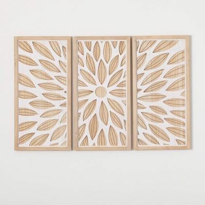 Sullivans 30.75" 3-Panel Wood Floral Wall Decor